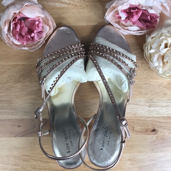 Kate Spade Rose Gold Leather Heels 10 M. Kitten 3” heel - Picture 4 of 8